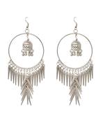 Silver Oxidised Afghani Chandbali Dangler Earring Light weight in stainless steel alloy party wear for Women and Girls