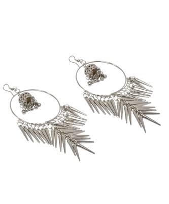 Silver Oxidised Afghani Chandbali Dangler Earring Light weight in stainless steel alloy party wear for Women and Girls 2