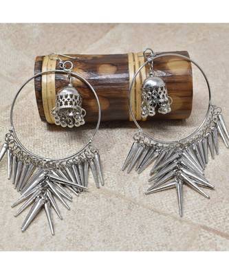 Silver Oxidised Afghani Chandbali Dangler Earring Light weight in stainless steel alloy party wear for Women and Girls 3