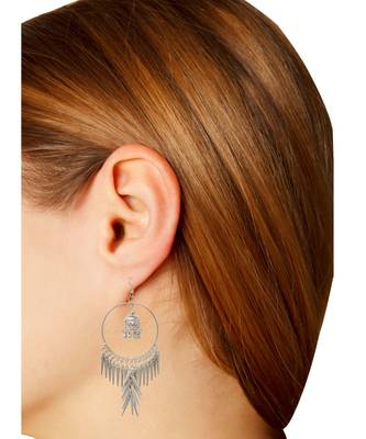 Silver Oxidised Afghani Chandbali Dangler Earring Light weight in stainless steel alloy party wear for Women and Girls 4