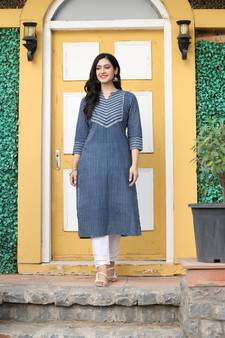 INDIGO HANDBLOCK PRINTED KURTA