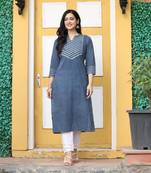 INDIGO HANDBLOCK PRINTED KURTA