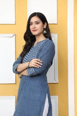 Indigo Handblock Printed Kurta 4