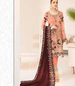Orange Faux georgette Kurta Pant style salwar kameez with Dupatta Border Ebroidery Work