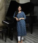Indigo Handblock Printed Kurta