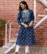 Indigo Handblock Printed Kurta