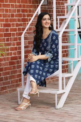 Indigo Handblock Printed Kurta 3