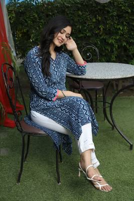 Indigo Handblock Printed Kurta 4