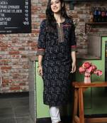 INDIGO HANDBLOCK PRINTED KURTA