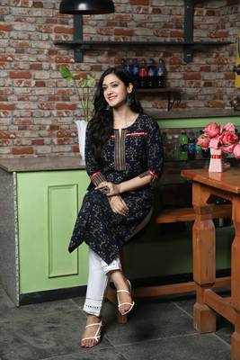 Indigo Handblock Printed Kurta 4