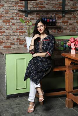 Indigo Handblock Printed Kurta 5