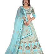 Blue Designer Partywear Embroidered Work velvet Material Lehenga Choli