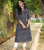 Indigo Handblock Printed Kurta
