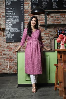 Pink Handblock Printed Kurta 1