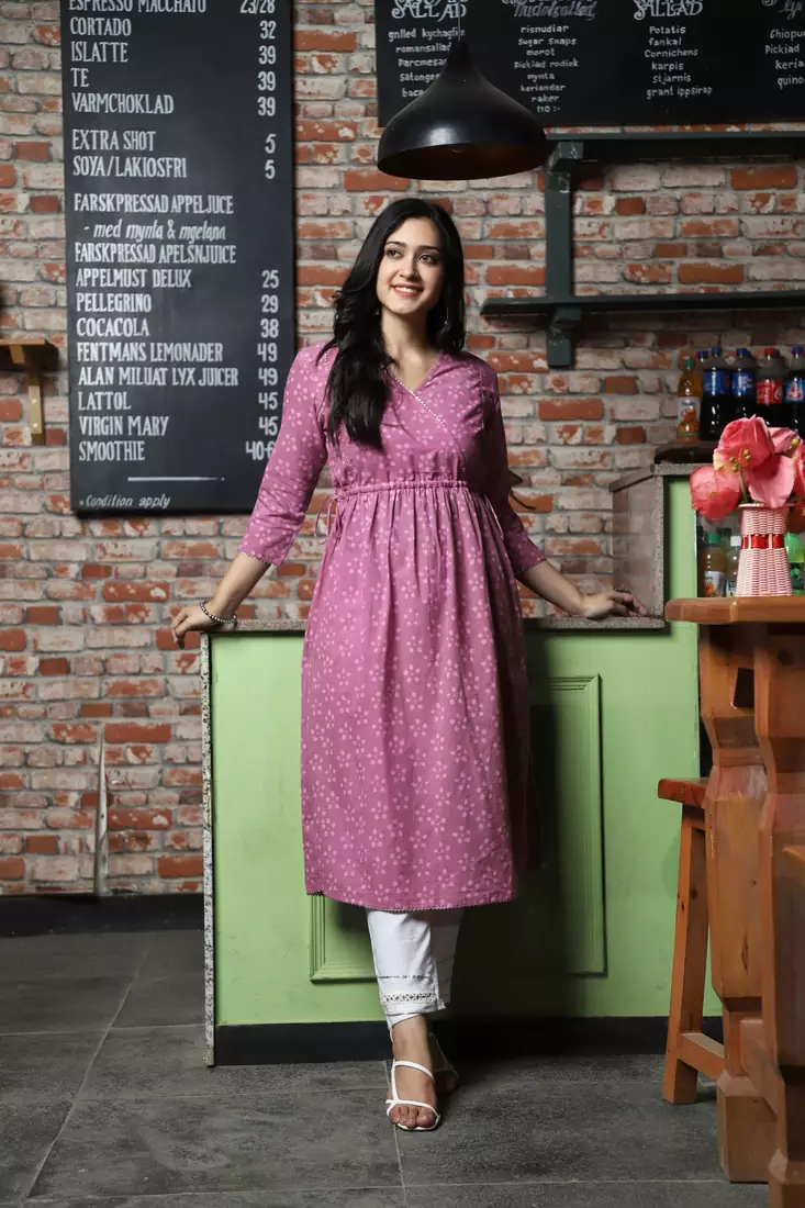 PINK HANDBLOCK PRINTED KURTA