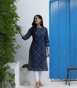 Indigo Handblock Printed Kurta