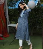indigo handblock printed kurta
