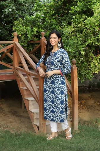 INDIGO HANDBLOCK PRINTED KURTA