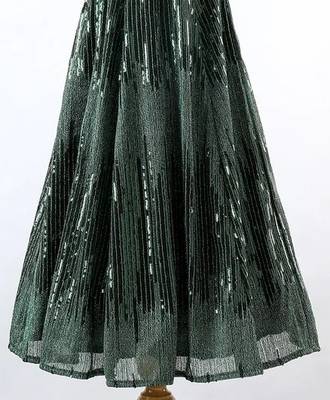 Bottle Green Sequence All-Over Kalli Designed Sleeveless Gown for Girls 4