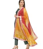 Emerald Green Sleeveless Straight Kurti and Straight Pants and Multicolor Bandhani Dupatta