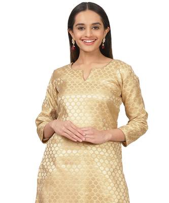 Gold Brocade Straight Kurti with Straight Pants 2