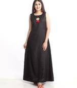 Black Floor Length Silk Kurti with Orange Bhandhej Dupatta