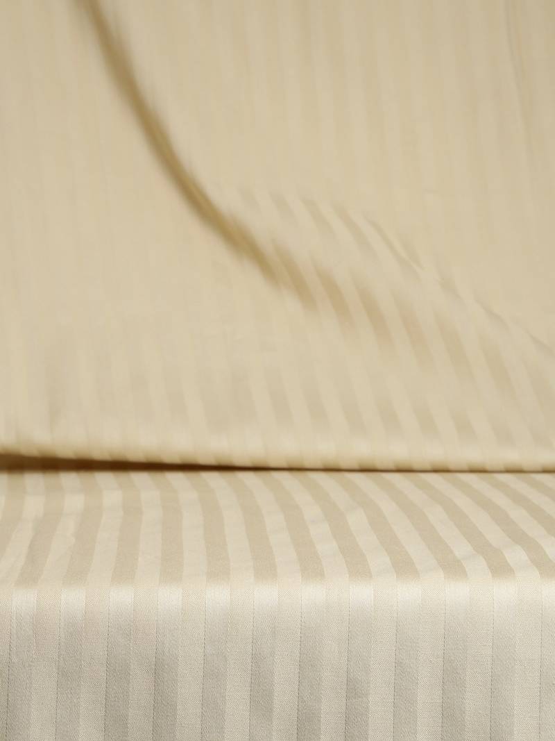 Swayam 300 TC Solid Print Cotton Fitted Double Bed Sheet with 2 Pillow Cover   Beige