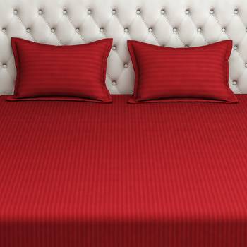 Swayam 300 TC Solid Print Cotton Double Bed Sheet with 2 Pillow Cover   Wine 3