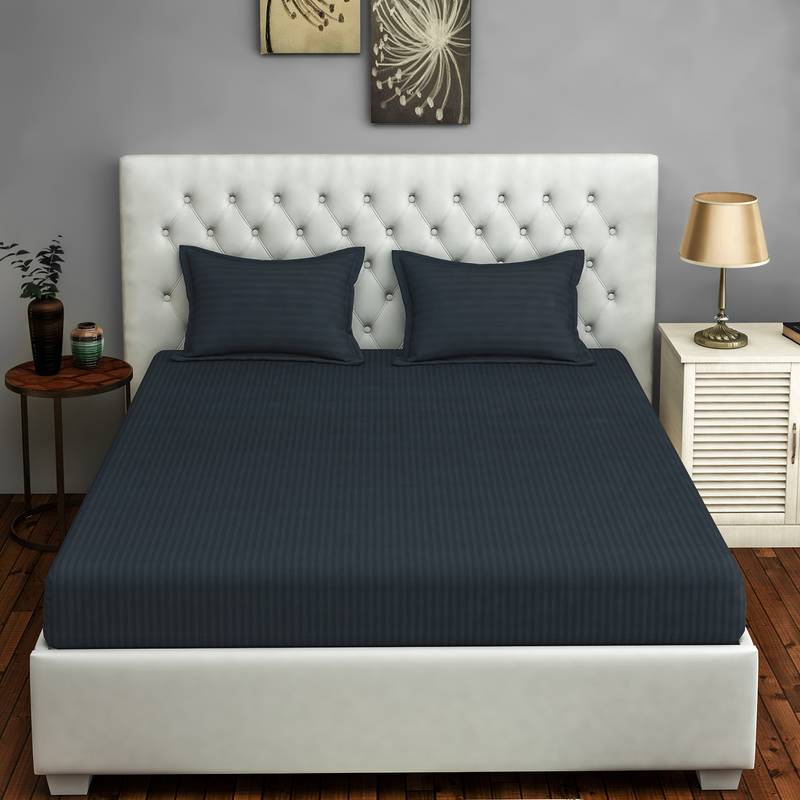 Swayam 300 TC Solid Print Cotton Single Bed Sheet with 1 Pillow Cover   Grey