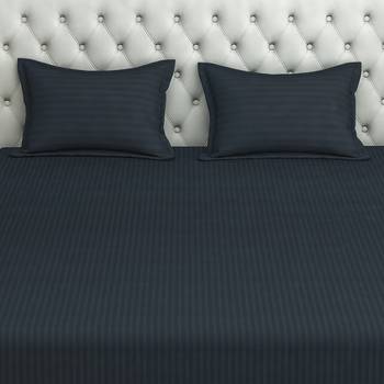 Swayam 300 TC Solid Print Cotton Double Bed Sheet with 2 Pillow Cover   Grey 3