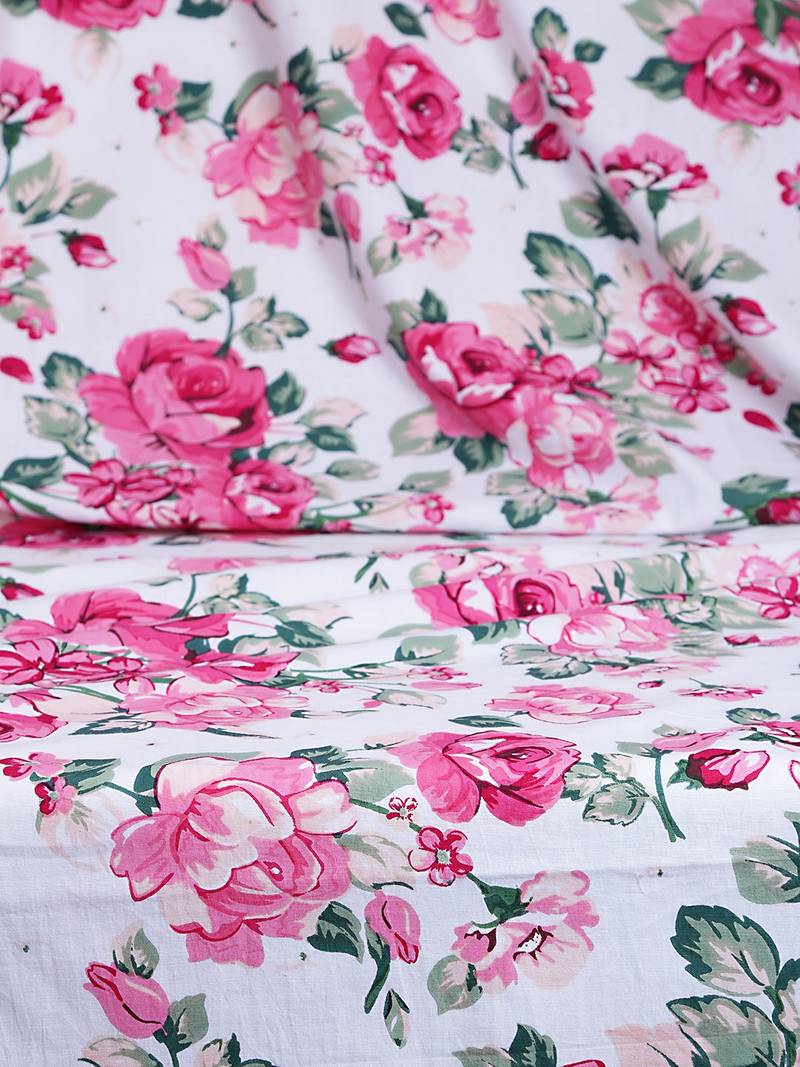 Swayam 200 TC Floral Print Cotton Single Bed Sheet with 1 Pillow Cover   Pink  Magenta