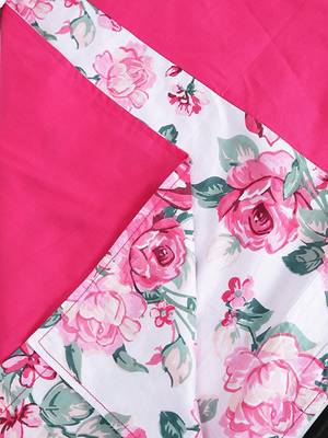 Swayam 200 TC Floral Print Cotton Single Bed Sheet with 1 Pillow Cover   Pink  Magenta 4