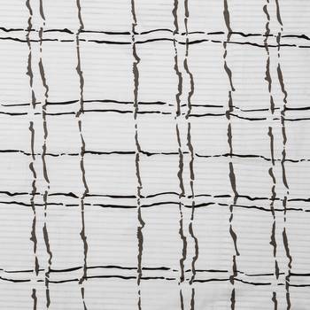 Swayam 200 TC Geometric Print Cotton Fitted Double Bed Sheet with 2 Pillow Cover   White  Black 4