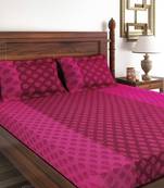 Swayam 200 TC Motifs Print Cotton Single Bed Sheet with 1 Pillow Cover   Pink  Magenta