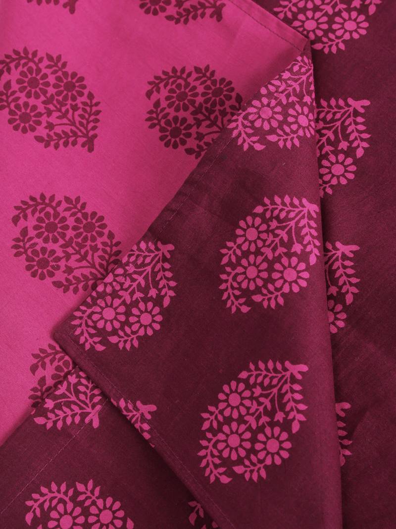 Swayam 200 TC Motifs Print Cotton Single Bed Sheet with 1 Pillow Cover   Pink  Magenta