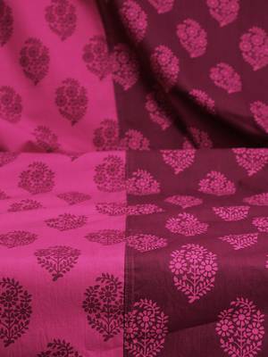 Swayam 200 TC Motifs Print Cotton Fitted Double Bed Sheet with 2 Pillow Cover   Pink  Magenta 3