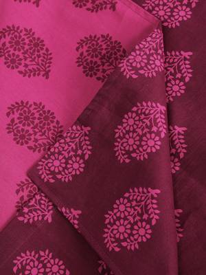 Swayam 200 TC Motifs Print Cotton Fitted Double Bed Sheet with 2 Pillow Cover   Pink  Magenta 4