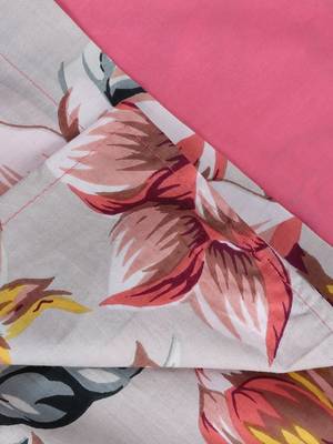 Swayam 200 TC Floral Print Cotton Extra Large Bed Sheet with 2 Pillow Cover   Pink  Peach 3