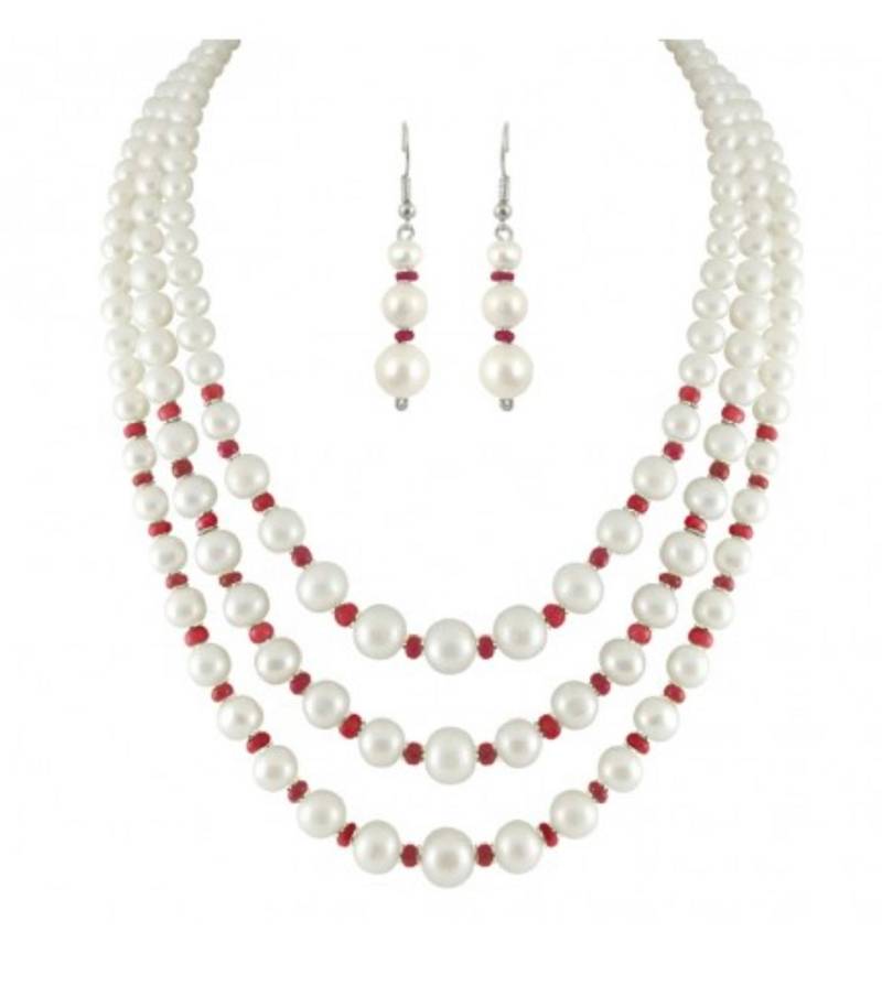 Multicolor pearl necklaces