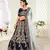Amazing Navy-Blue Heavy Embroidered Velvet Wedding Bridal Lehenga Choli with Dupatta
