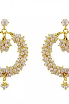 White pearl chandbali
