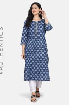 INDIGO HANDBLOCK PRINTED KURTA