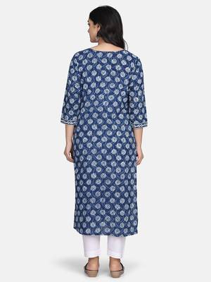 Indigo Handblock Printed Kurta 5