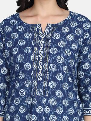 Indigo Handblock Printed Kurta 6
