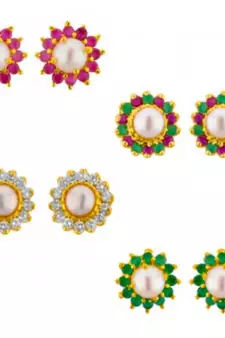 Multicolor pearl studs
