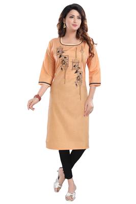 Peach embroidered cotton poly embroidered-kurtis 1