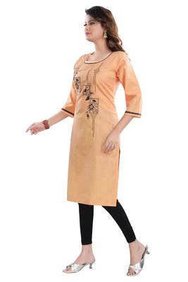 Peach embroidered cotton poly embroidered-kurtis 3