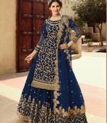 Blue embroidered super net salwar
