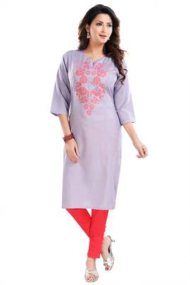 Violet embroidered cotton poly embroidered-kurtis 1