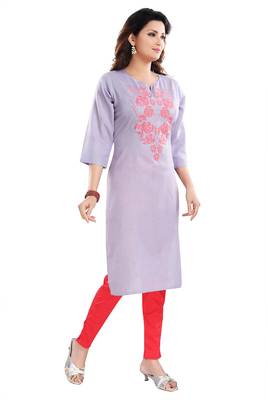 Violet embroidered cotton poly embroidered-kurtis 3